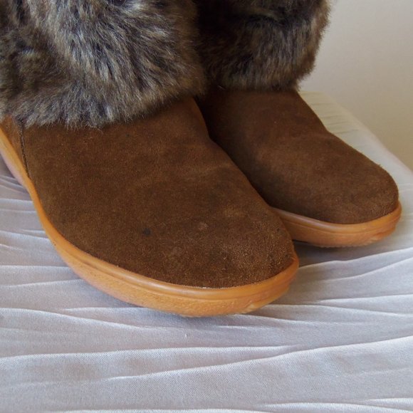 Oscar Sport Tall Brown Suede Boots With Faux Fur sz 37 - Picture 10 of 16